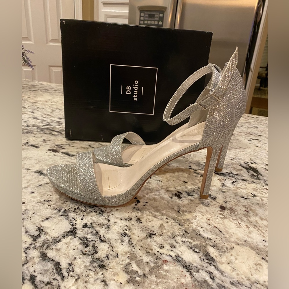 Nwt Db Studio Silver Sparkle Strappy Stiletto Hee… - image 2
